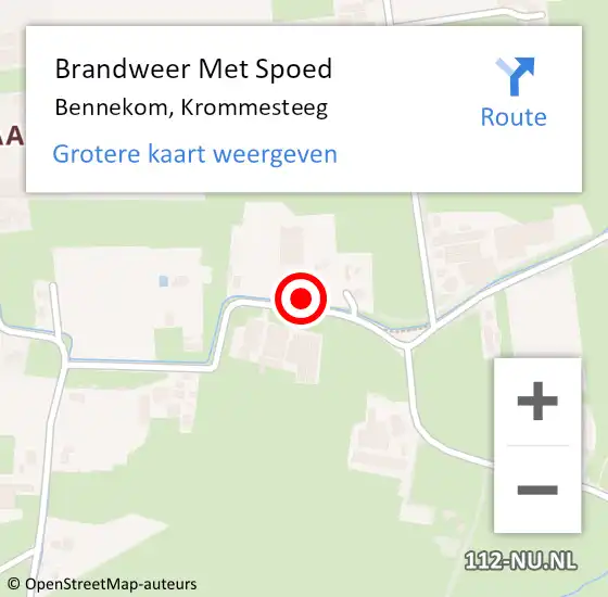 Locatie op kaart van de 112 melding: Brandweer Met Spoed Naar Bennekom, Krommesteeg op 19 februari 2022 14:30