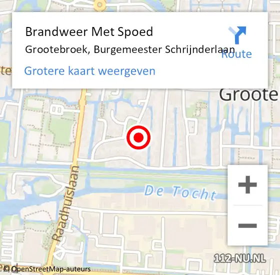 Locatie op kaart van de 112 melding: Brandweer Met Spoed Naar Grootebroek, Burgemeester Schrijnderlaan op 19 februari 2022 14:31