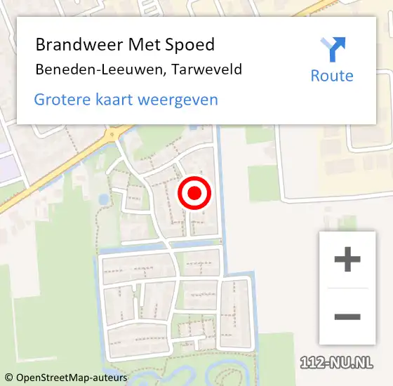 Locatie op kaart van de 112 melding: Brandweer Met Spoed Naar Beneden-Leeuwen, Tarweveld op 19 februari 2022 14:32