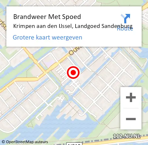 Locatie op kaart van de 112 melding: Brandweer Met Spoed Naar Krimpen aan den IJssel, Landgoed Sandenburg op 19 februari 2022 14:34