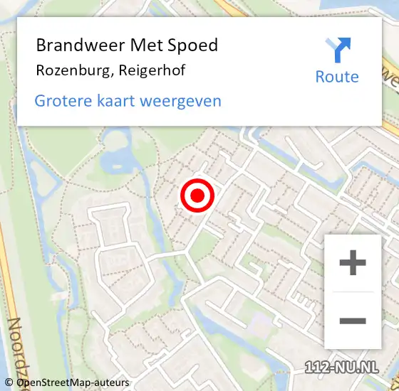 Locatie op kaart van de 112 melding: Brandweer Met Spoed Naar Rozenburg, Reigerhof op 19 februari 2022 14:40