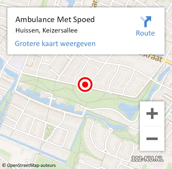 Locatie op kaart van de 112 melding: Ambulance Met Spoed Naar Huissen, Keizersallee op 19 februari 2022 14:40