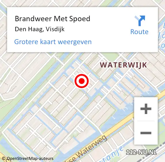 Locatie op kaart van de 112 melding: Brandweer Met Spoed Naar Den Haag, Visdijk op 19 februari 2022 14:41