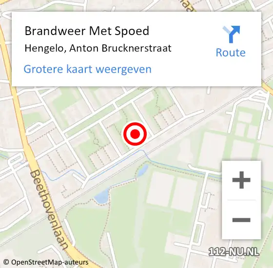 Locatie op kaart van de 112 melding: Brandweer Met Spoed Naar Hengelo, Anton Brucknerstraat op 19 februari 2022 14:45