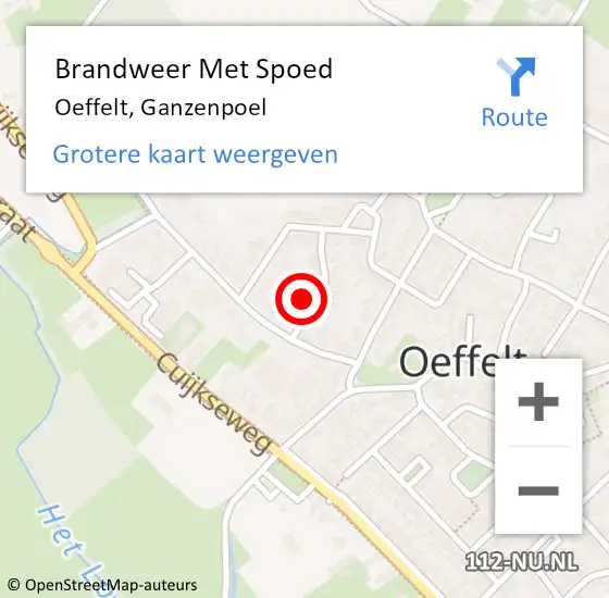 Locatie op kaart van de 112 melding: Brandweer Met Spoed Naar Oeffelt, Ganzenpoel op 19 februari 2022 14:48