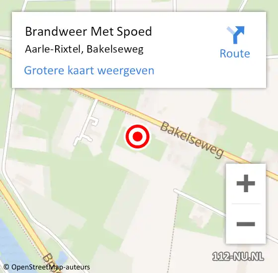 Locatie op kaart van de 112 melding: Brandweer Met Spoed Naar Aarle-Rixtel, Bakelseweg op 19 februari 2022 14:52