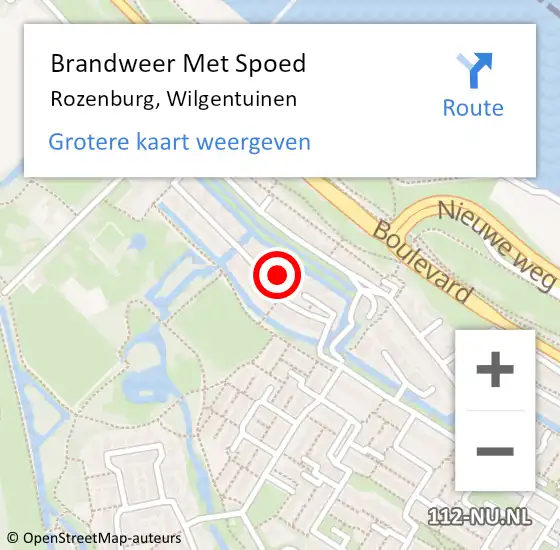 Locatie op kaart van de 112 melding: Brandweer Met Spoed Naar Rozenburg, Wilgentuinen op 19 februari 2022 14:57