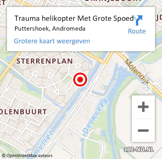 Locatie op kaart van de 112 melding: Trauma helikopter Met Grote Spoed Naar Puttershoek, Andromeda op 19 februari 2022 15:04