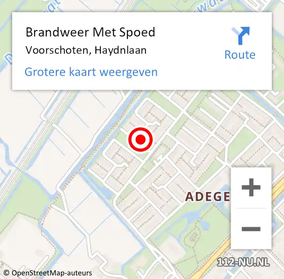 Locatie op kaart van de 112 melding: Brandweer Met Spoed Naar Voorschoten, Haydnlaan op 19 februari 2022 15:06