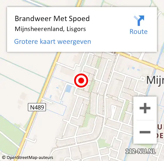 Locatie op kaart van de 112 melding: Brandweer Met Spoed Naar Mijnsheerenland, Lisgors op 19 februari 2022 15:06