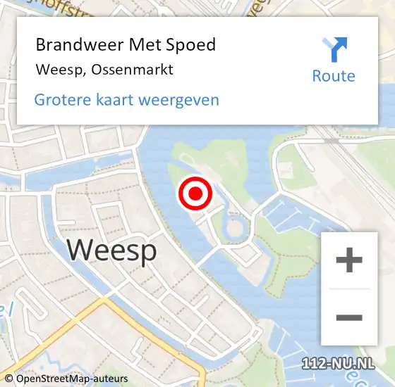 Locatie op kaart van de 112 melding: Brandweer Met Spoed Naar Weesp, Ossenmarkt op 19 februari 2022 15:07