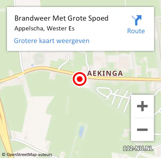 Locatie op kaart van de 112 melding: Brandweer Met Grote Spoed Naar Appelscha, Wester Es op 19 februari 2022 15:12