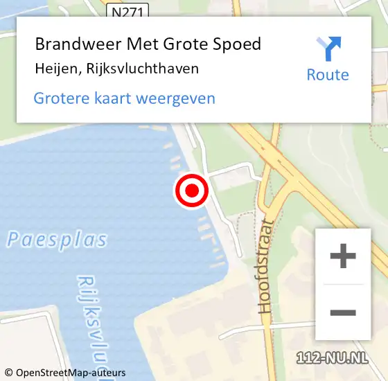 Locatie op kaart van de 112 melding: Brandweer Met Grote Spoed Naar Heijen, Rijksvluchthaven op 19 februari 2022 15:12