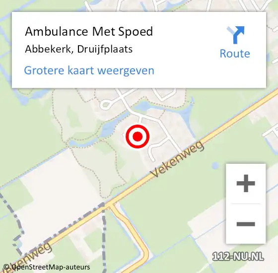 Locatie op kaart van de 112 melding: Ambulance Met Spoed Naar Abbekerk, Druijfplaats op 19 februari 2022 15:13