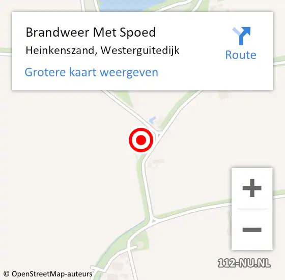 Locatie op kaart van de 112 melding: Brandweer Met Spoed Naar Heinkenszand, Westerguitedijk op 19 februari 2022 15:16