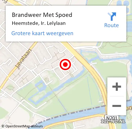 Locatie op kaart van de 112 melding: Brandweer Met Spoed Naar Heemstede, Ir. Lelylaan op 19 februari 2022 15:30