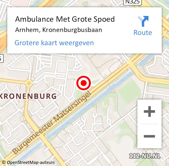 Locatie op kaart van de 112 melding: Ambulance Met Grote Spoed Naar Arnhem, Kronenburgbusbaan op 19 februari 2022 15:30