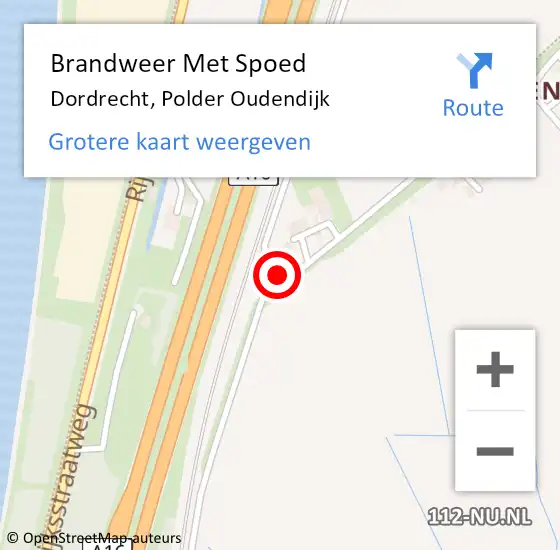 Locatie op kaart van de 112 melding: Brandweer Met Spoed Naar Dordrecht, Polder Oudendijk op 19 februari 2022 15:30