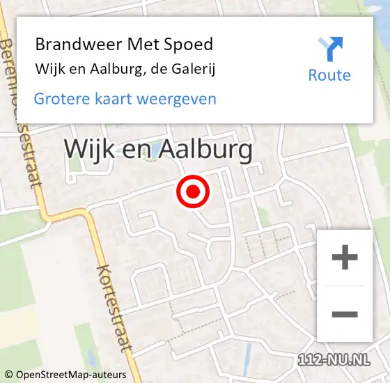 Locatie op kaart van de 112 melding: Brandweer Met Spoed Naar Wijk en Aalburg, de Galerij op 19 februari 2022 15:36