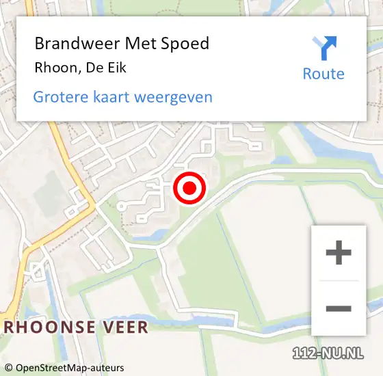 Locatie op kaart van de 112 melding: Brandweer Met Spoed Naar Rhoon, De Eik op 19 februari 2022 15:37