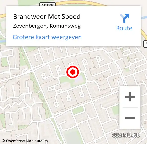 Locatie op kaart van de 112 melding: Brandweer Met Spoed Naar Zevenbergen, Komansweg op 19 februari 2022 15:37