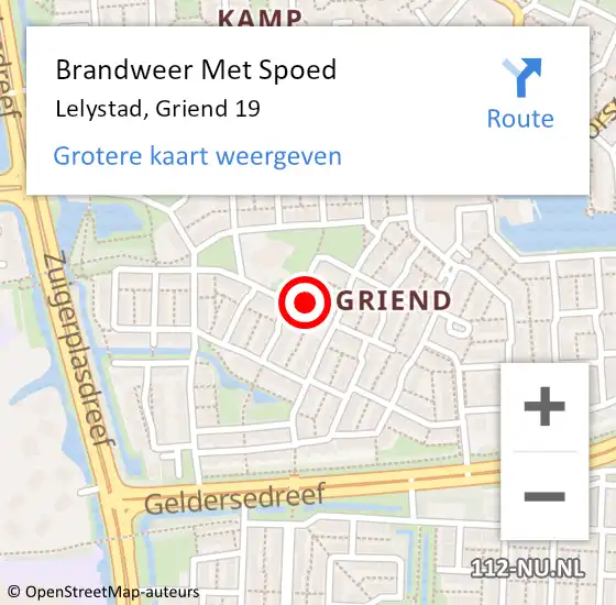 Locatie op kaart van de 112 melding: Brandweer Met Spoed Naar Lelystad, Griend 19 op 19 februari 2022 15:44