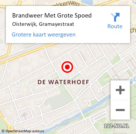 Locatie op kaart van de 112 melding: Brandweer Met Grote Spoed Naar Oisterwijk, Gramayestraat op 19 februari 2022 15:50