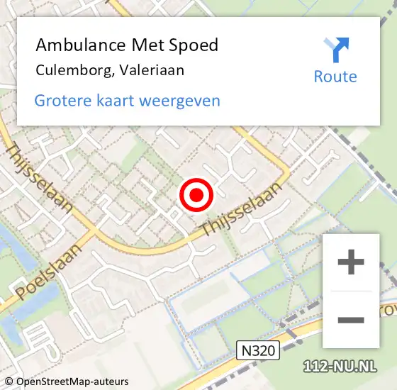 Locatie op kaart van de 112 melding: Ambulance Met Spoed Naar Culemborg, Valeriaan op 19 februari 2022 15:53