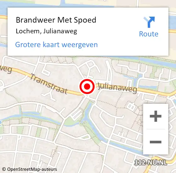 Locatie op kaart van de 112 melding: Brandweer Met Spoed Naar Lochem, Julianaweg op 19 februari 2022 15:57