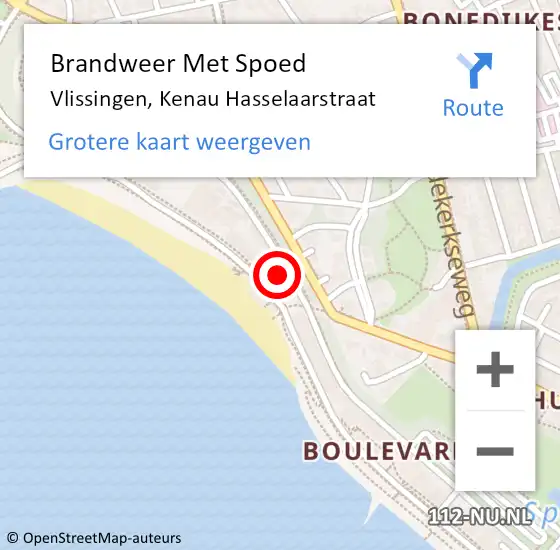 Locatie op kaart van de 112 melding: Brandweer Met Spoed Naar Vlissingen, Kenau Hasselaarstraat op 19 februari 2022 16:01