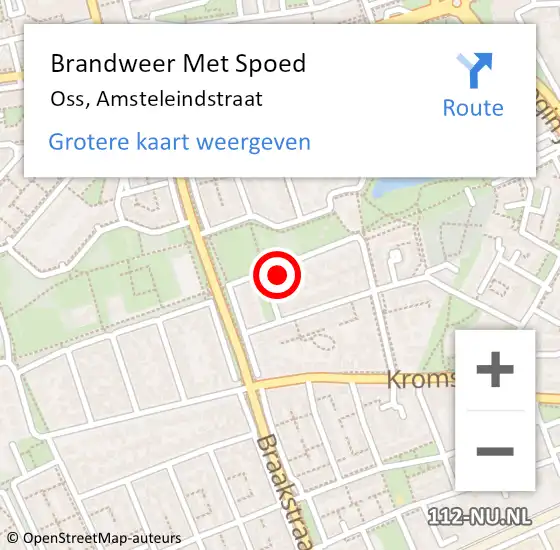 Locatie op kaart van de 112 melding: Brandweer Met Spoed Naar Oss, Amsteleindstraat op 19 februari 2022 16:02