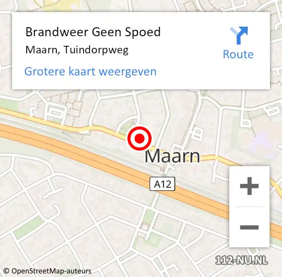 Locatie op kaart van de 112 melding: Brandweer Geen Spoed Naar Maarn, Tuindorpweg op 19 februari 2022 16:06