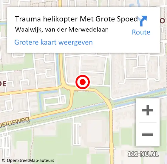 Locatie op kaart van de 112 melding: Trauma helikopter Met Grote Spoed Naar Waalwijk, van der Merwedelaan op 19 februari 2022 16:21