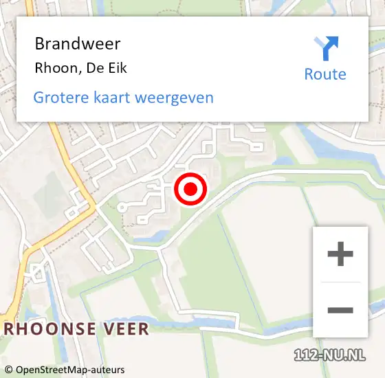 Locatie op kaart van de 112 melding: Brandweer Rhoon, De Eik op 19 februari 2022 16:21