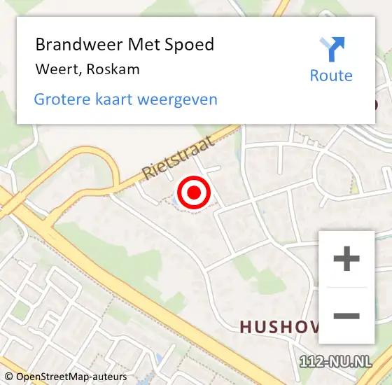 Locatie op kaart van de 112 melding: Brandweer Met Spoed Naar Weert, Roskam op 19 februari 2022 16:25