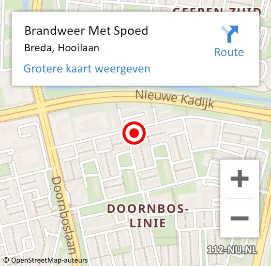 Locatie op kaart van de 112 melding: Brandweer Met Spoed Naar Breda, Hooilaan op 19 februari 2022 16:29