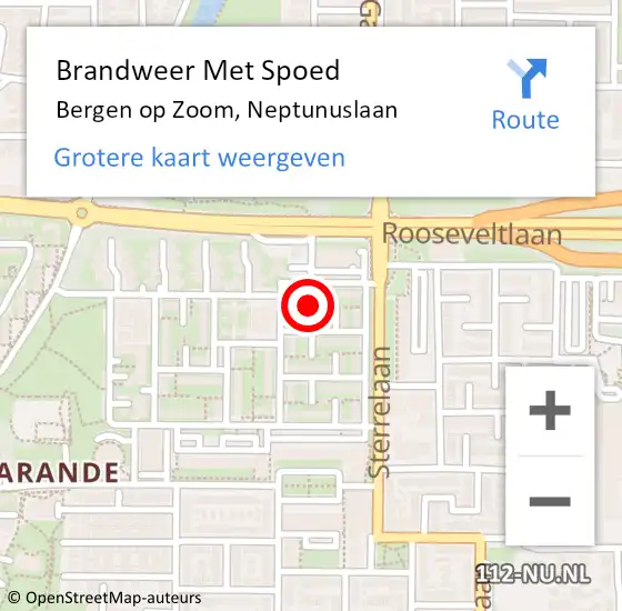 Locatie op kaart van de 112 melding: Brandweer Met Spoed Naar Bergen op Zoom, Neptunuslaan op 19 februari 2022 16:30