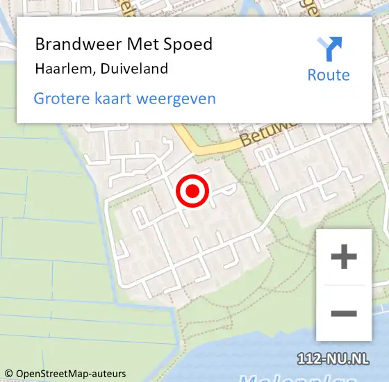 Locatie op kaart van de 112 melding: Brandweer Met Spoed Naar Haarlem, Duiveland op 19 februari 2022 16:33