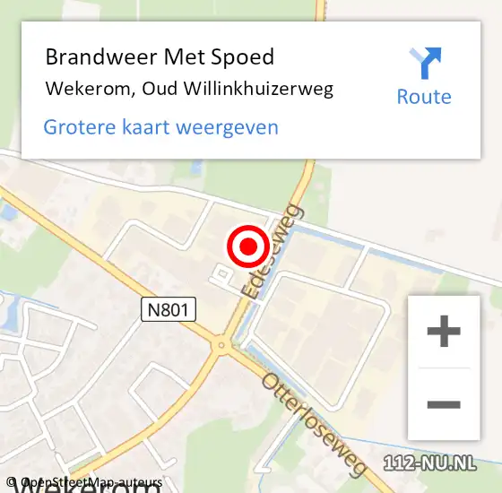 Locatie op kaart van de 112 melding: Brandweer Met Spoed Naar Wekerom, Oud Willinkhuizerweg op 19 februari 2022 16:35