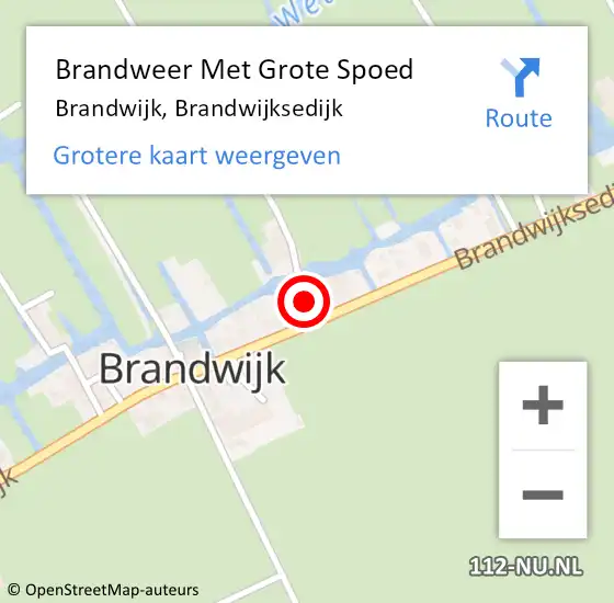 Locatie op kaart van de 112 melding: Brandweer Met Grote Spoed Naar Brandwijk, Brandwijksedijk op 19 februari 2022 16:37