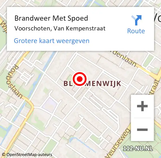 Locatie op kaart van de 112 melding: Brandweer Met Spoed Naar Voorschoten, Van Kempenstraat op 19 februari 2022 16:43