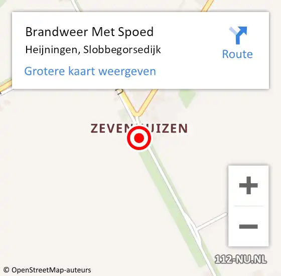 Locatie op kaart van de 112 melding: Brandweer Met Spoed Naar Heijningen, Slobbegorsedijk op 19 februari 2022 16:46