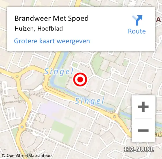 Locatie op kaart van de 112 melding: Brandweer Met Spoed Naar Huizen, Hoefblad op 19 februari 2022 16:47