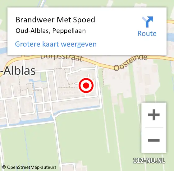 Locatie op kaart van de 112 melding: Brandweer Met Spoed Naar Oud-Alblas, Peppellaan op 19 februari 2022 16:51