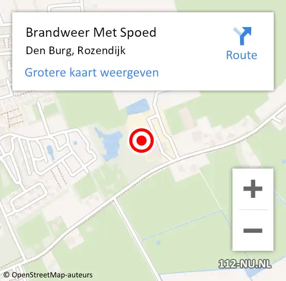Locatie op kaart van de 112 melding: Brandweer Met Spoed Naar Den Burg, Rozendijk op 19 februari 2022 16:52