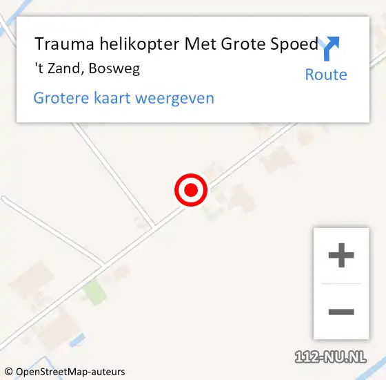 Locatie op kaart van de 112 melding: Trauma helikopter Met Grote Spoed Naar 't Zand, Bosweg op 19 februari 2022 16:52