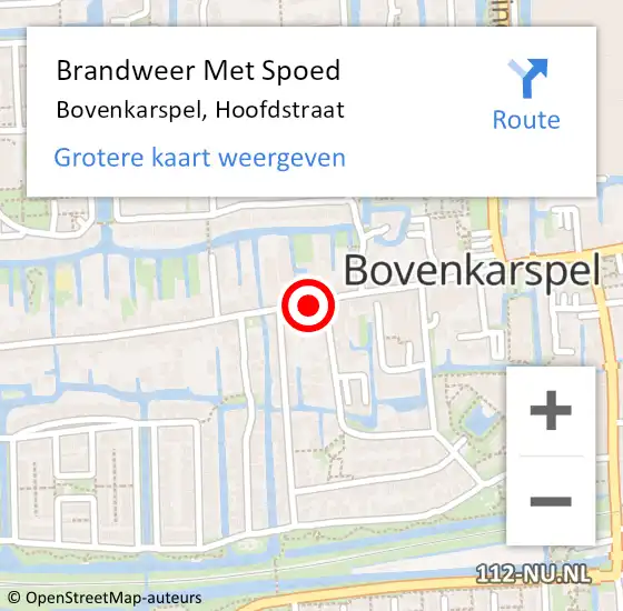 Locatie op kaart van de 112 melding: Brandweer Met Spoed Naar Bovenkarspel, Hoofdstraat op 19 februari 2022 17:00