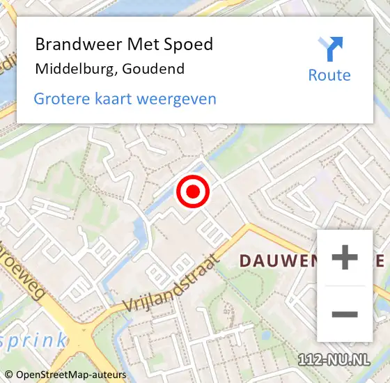 Locatie op kaart van de 112 melding: Brandweer Met Spoed Naar Middelburg, Goudend op 19 februari 2022 17:01