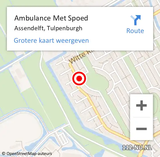 Locatie op kaart van de 112 melding: Ambulance Met Spoed Naar Assendelft, Tulpenburgh op 19 februari 2022 17:02