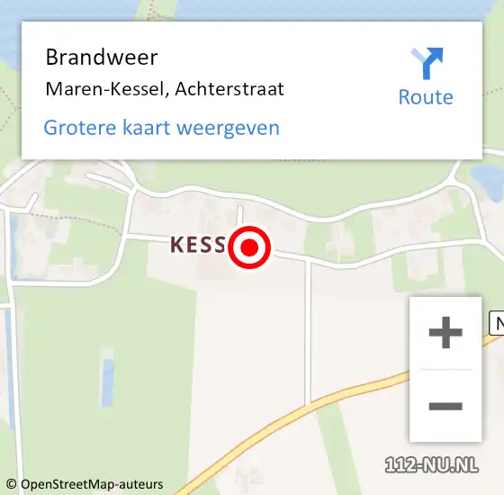 Locatie op kaart van de 112 melding: Brandweer Maren-Kessel, Achterstraat op 8 juli 2014 21:22